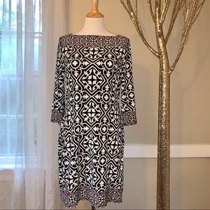 WHBM 3/4 Sleeve Printed Dress, Medium